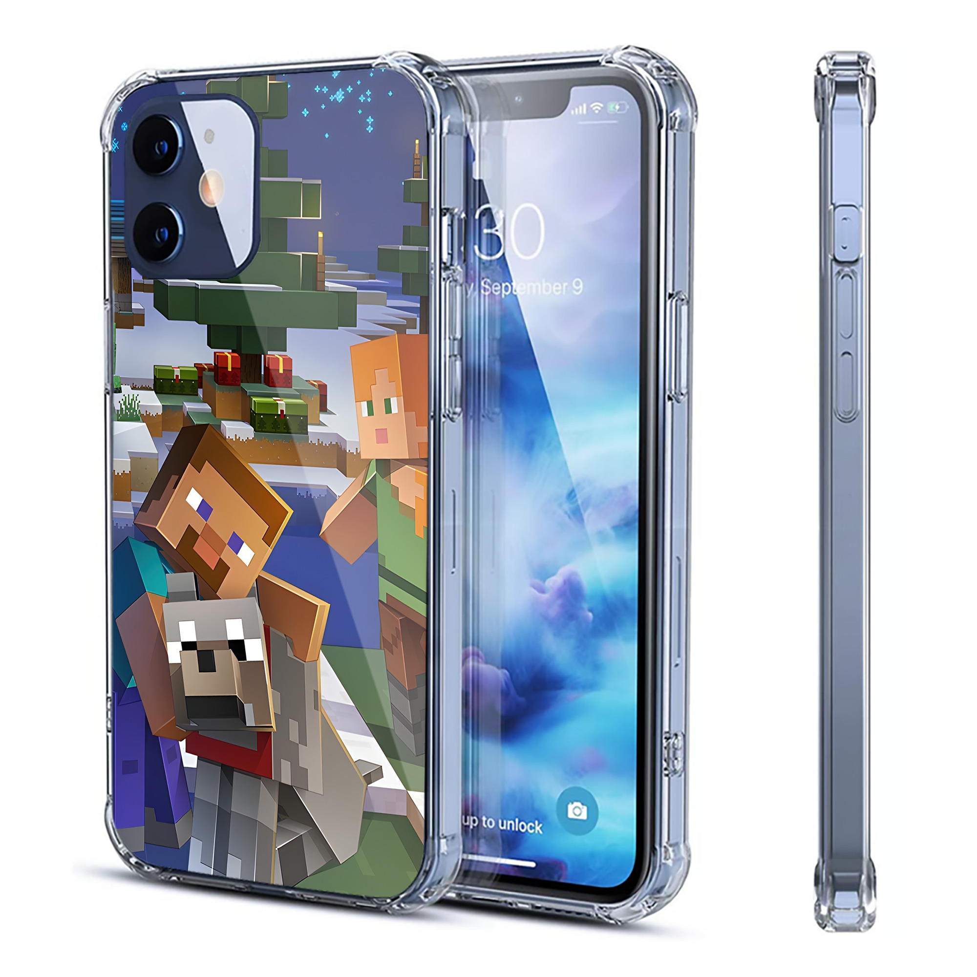 （画像用） マインクラフト ブロックの世界 Minecraft MC Block world 【iPhone 12シリーズ対応】透明スマホケース（クリアソフトケース）